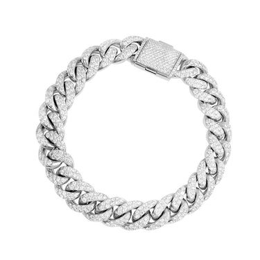 Diamond Paveset Cuban in 14k White Gold 12.32 Ctw